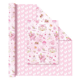 Baby Girl Wrapping Paper - 1 Roll 17” X 33 Ft Baby Shower Wrapping Paper For Girls Kids Birthday Party Decor Favor Pink Girl Baby Shower Design Reversible Footprint Print
