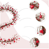 TEMPUS Valentine's Day Heart Garland 5.9ft Red Heart Berry Garland Artificial Valentine's Day for Front Door Wedding Anniversary Party Candlelight Dinner Decorations
