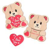 Wooden Valentine'S Day Bear Card Funny Valentine Greeting Card Wood 3D Valentine'S Day Card Anniversary Card Love Cards Valentine'S Day Gifts For Her, Wife, Husband (Lovely)