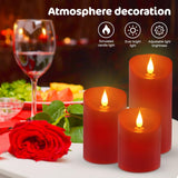 Red Real Wax Rechargeable Candles Flickering Realistic,Flameless Candles Rechargeable With Remote For Home Decor Idea Gift?Pack 3(D 3”X H 4”5”6”)