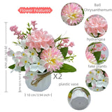 2 Potted Pink White Hydrangea Artificial Flowers Indoor Fake Plant Bathroom Accessories Decor?Faux Silk Flowers Arrangement In Vase Centerpieces For Tables Dresser Shelf Decor Aesthetic