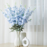 24 Pcs Delphinium Artificial Flower 35.4'' Long Larkspur Stem Fake Faux Silk Flowers Bulk For Tall Vase Floral Arrangements Home Centerpiece Table Wedding Decor (Blue)