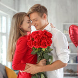 12Pcs Red Roses Artificial Flowers – Realistic Silk Velvet Fake Flowers With Long Stems For Valentines Day Wedding Bouquets Home Decoration Party Centrepieces & Diy Floral Arrangements