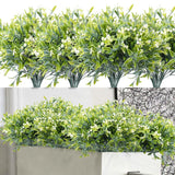 Artificial Flowers For Outdoor 8Pcs Plastic Flower Plants Fake Flowers Uv Resistant Faux Flowers (White)