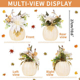 Fall Pumpkins Decor, White Artificial Flower Plant Berry Foam Faux Big Pumpkins Decorations, For Autumn Harvest Thanksgiving Wedding Fireplace Table Centerpieces Party Decor.