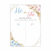 Gender Reveal Signature Voting Sign, Boho Floral Guess He Or She Game, Gender Reveal Game For Baby Shower Party, What Will Baby Be Self-Standing Sign, Party Supplies Kit & Decorations-Qmb-001