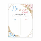 Gender Reveal Signature Voting Sign, Boho Floral Guess He Or She Game, Gender Reveal Game For Baby Shower Party, What Will Baby Be Self-Standing Sign, Party Supplies Kit & Decorations-Qmb-001