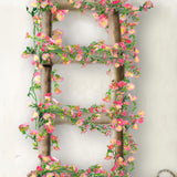 4 Pcs Artificial Daisy Flowers Vine Silk Flower Garland Spring Fake Flower Vine Hanging Ivy With Pink Daisy Flowers Green Leaves For Wall Party Wedding Arch Floral Decor Home Indoor Outdoor