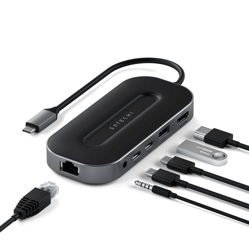 Satechi USB4 6-in-1 Multiport Adapter - USB-C PD Charging, 8K HDMI, USB-A & US