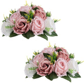Pink Flores Artificiales Para Decoracion Silk Flower Ball For Wedding Centerpiece Fake Dusty Rose Flowers Artificial Floral Arrangement Center Piece Kissing Bouquet For Party