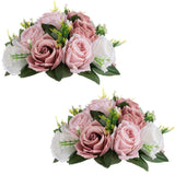 Pink Flores Artificiales Para Decoracion Silk Flower Ball For Wedding Centerpiece Fake Dusty Rose Flowers Artificial Floral Arrangement Center Piece Kissing Bouquet For Party