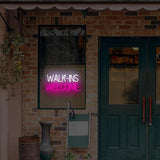Walk Ins Welcome Pink Neon Sign LED Wall Decor Light for Business Studio Store Door
