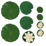 , 9 Pack Artificial Floating Foam Lotus Flower Decor Realistic Water Lily Pads Ornaments For Ponds Decoration