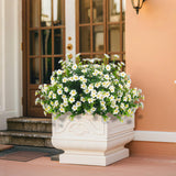 Outdoor Artificial Flowers Uv Resistant & Fade Proof, 12 Pack Realistic Fake Flowers For Garden, Patio, Lawn Decor - Weatherproof Plastic Plants (White)