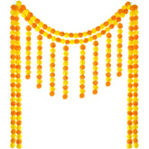 1 Set Artificial Marigold Flower Strands Tassel Garland For Diwali 5 Feet Long Strands, Garland Diwali Decorations For Home, Christmas Indian Day Of The Dead Wedding Decor (Beaded Style)