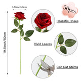 50Pcs Artificial Burgundy Roses Bulk, Fake Red Roses Flower With Stems Realistic Flowers For Wedding Centerpiece Home Party Decor(Burgundy)