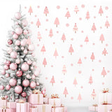 Pink Christmas Tree Wall Decals Merry Christmas Wall Stickers Xmas Tree Snowflake Stickers For Christmas Wall Decoration Indoor Pink Pine Tree Wall Decals For Kids Bedroom Winter Holiday Party Decor