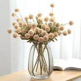 10Pcs Faux Beige Kiku Flowers, 5 Heads Each Stem & 4 Branches Eucalyptus Stems, Artificial Small Mini Chrysanthemum Flowers For Aesthetic Room Decor, Floral Arrangements Centerpiece