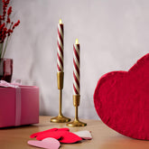 - Flameless Battery Operated Taper Candle - Candy Cane Red- Pack Of 2-1X9.75 - Led Flickering Flame - Realistic Safe For Home Kids And Pets