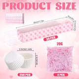 30 Sets Valentine Chocolate Strawberries Boxes With Clear Window 30 Pcs Bakery Macaron Boxes 250 Pcs Paper Food Trays 4 Bags Raffia Gift For Valentine 12 X 2.2 X 2 Inch(Elegant Style)