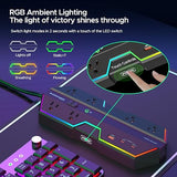 Gaming Surge Protector Power Strip 6 Outlets 4 USB Ports PD20W RGB Lighting 4000J Black