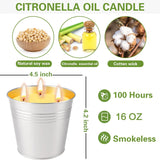 Citronella Candles Outdoor, 2 Pack 32Oz Citronella Candle Set, 3-Wick Metal Bucket, 100-Hour Burn Time Each, Soy Wax Large Outdoor Candles For Patio, Home, Indoor, Deck, Backyard & Camping