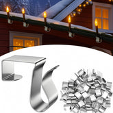 100 Pcs Gutter Clips For Hanging Outdoor Lights, Metal Christmas Light Clip For Outside String Lights, Weatherproof Gutter Hooks For Xmas Halloween Seasonal Rope Shingle Roof Holiday Decor