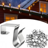 100 Pcs Gutter Clips For Hanging Outdoor Lights, Metal Christmas Light Clip For Outside String Lights, Weatherproof Gutter Hooks For Xmas Halloween Seasonal Rope Shingle Roof Holiday Decor