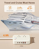 40W Travel Power Strip 2 Outlets 5 USB Ports 3 USB C 5FT Flat Plug Cruise Friendly