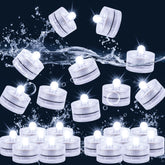 Submersible Led Light, Tea Lights, Pond Underwater Small Led Lights, Battery Operated 125 Hours, For Wedding Home Vase Festival Party Decoration White 24Pcs (Built-In 48 Batteries)