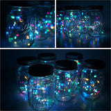 8 Pack Mason Jar Lights, 20 Led Solar Colorful Fairy String Lights Lids Insert For Garden Deck Patio Party Wedding Chris