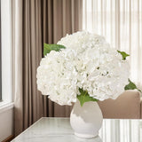 3 Pcs White Hydrangea Artificial Flowers, 21" Real Touch Fake Flowers With Long Stems, Faux Hydrangeas For Wedding Bouquets, Bridal Shower, Table Centerpieces