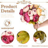 4 Bunches Peonies Artificial Flowers Faux Flowers Bouquet Silk Peony Hydrangea For Vase Wedding Centerpiece Bridal Shower Garden Party Home Decor (Orange Pink)