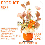Artificial Flowers With Ceramic Vase, Fake Flowers For Home And Office Decor, Floral Arrangements With Vase Centerpieces, Orange,15.7 Inches, 1 Piece