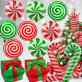 Christmas Cane Candy Balloons Red Green Candy Cane Gift Box Foil Balloons For Sweet Candies Theme Party Decorations 30 Pcs