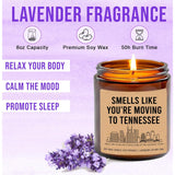 Smells Like You'Re Moving To Tennessee Candle - Lavender Scented, Natural Soy Wax, Sleep-Promoting - 8Oz Jar Candle