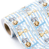 Baby Boy 1St Birthday Wrapping Paper - Mini Roll - 17 Inch X 16.5 Feet - Baby Blue Adorable Jungle Animal Wrapping Paper Perfect For Kids Girls Birthday