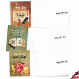 - 10 Assorted Rosh Hashanah Note Cards Boxed Set 4 X 5.12 Inch With Envelopes (10 Designs, 1 Each) Jewish Holiday Cards Shana Tova Greetings Am6135Rhg-B1X10