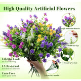 12 Bundles Artificial Flowers For Outdoors Decoration, Uv Resistant Eucalyptus Faux Flowers Fake Plants No Fade Plastic Greenery Shrubs Home Porch Outside Spring Summer Garden Decor