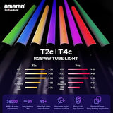Amaran T4C RGBWW LED Tube Light 47.2 Inch 40W Bi Color App DMX Control for Studio Video