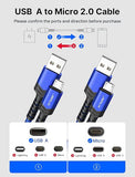 2 Pack 6.6FT Micro USB Cable Fast Charging Braided Android Charger Cord for Samsung Galaxy Kindle MP3 Blue