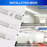 2 Pack 4FT LED Shop Lights 50W 7000LM 6500K V Shape Linkable Garage Warehouse Lights