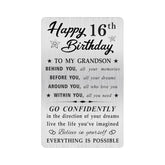 Grandson 16Th Birthday Card, Happy 16Th Birthday Grandson Gifts Ideas, Small Engraved Wallet Card