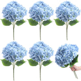 6 Bundles 30 Heads Hydrangea Silk Flowers Large Artificial Hydrangea Flowers Heads With 18.5'' Long Stems Faux Hydrangea Bouquets For Home Table Centerpieces Wedding Party Decoration(Blue)