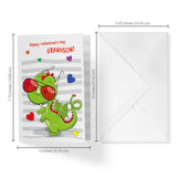 Single Valentine’S Day Card For Grandson | Cool Dragon With Blank Image For Coloring | Your Purchase Helps Animals In Need | 5”X7.5” | Vday Card With Envelope | Made In Usa | Female