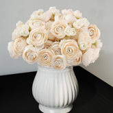 18 Pcs Champagne Ranunculus Artificial Flowers Silk Ranunculus Flowers Bulk Real Touch Mini For Wedding Diy Bouquets Home Decor Arrangements