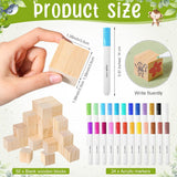 75 Pcs Baby Shower Games Sign Kit Including Decorate A Block Game Sign 50 Diy Wooden Block 24 Acrylic Paint Pens Prize For Baby Shower Gender Reveal Party(Woodland)