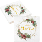 40Pcs Merry Christmas Napkins For Guests Christmas Cocktail Paper Napkins For Banquet Lunch Dinner Holiday Party