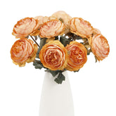 10Pcs Orange Peonies Artificial Flowers Real Touch Silk Peonies With Stems Real Look Fake Peony For Home Table Decorations Wedding Faux Flowers Arrangements