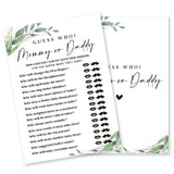 Guess Who Baby Shower Games, 30 Greenery And White Game Cards For Girl Boy, Gender Reveal Game, Baby Announcement,Party Favor, Baby Shower Favors & Supplies-B10